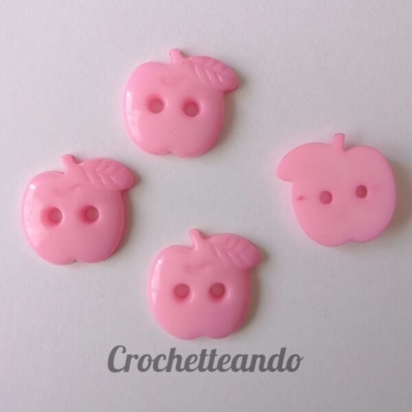 BOTON FORMA DE MANZANA ROSA 15mm