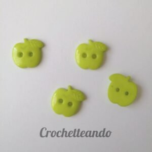 BOTON FORMA DE MANZANA VERDE 15mm