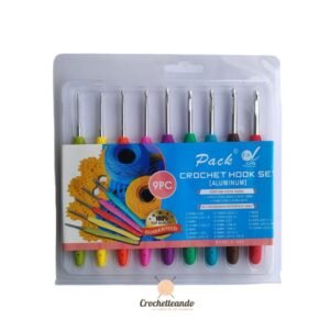 KIT 9 AGUJAS CROCHET 2.0 a 6.0mm Ergonomica KIT 9 AGUJAS CROCHET 2.0 a 6.0mm Ergonomica