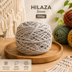 Hilaza de Algodon 3mm 200gr