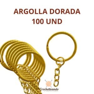 100 ARGOLLAS LLAVERO DORADO PLANAS