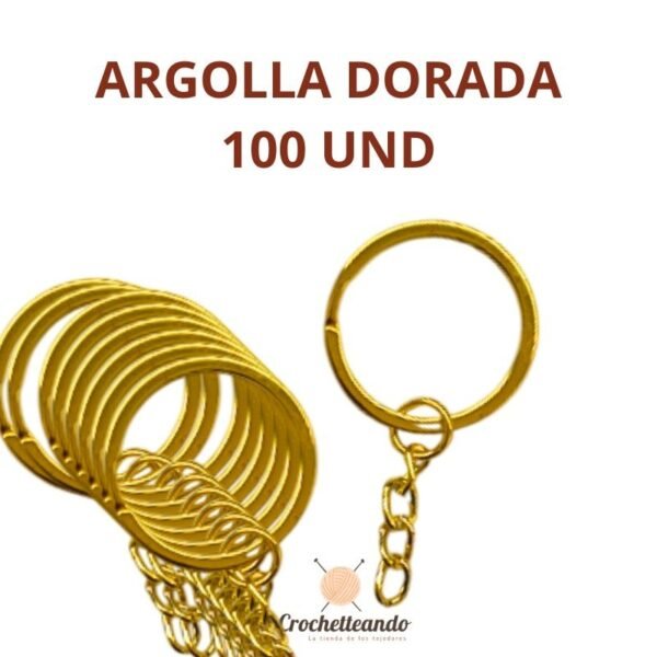 100 ARGOLLAS LLAVERO DORADO PLANAS