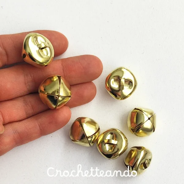 CASCABELES DORADO GRANDE 20MM, PAQ X 5 Und